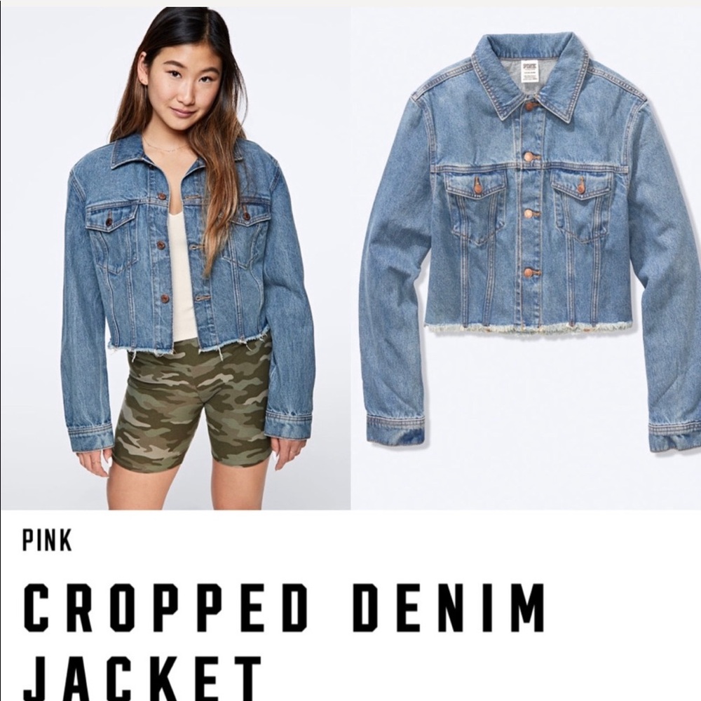 LARGE Victoria's Secret PINK Cropped Denim Jacket